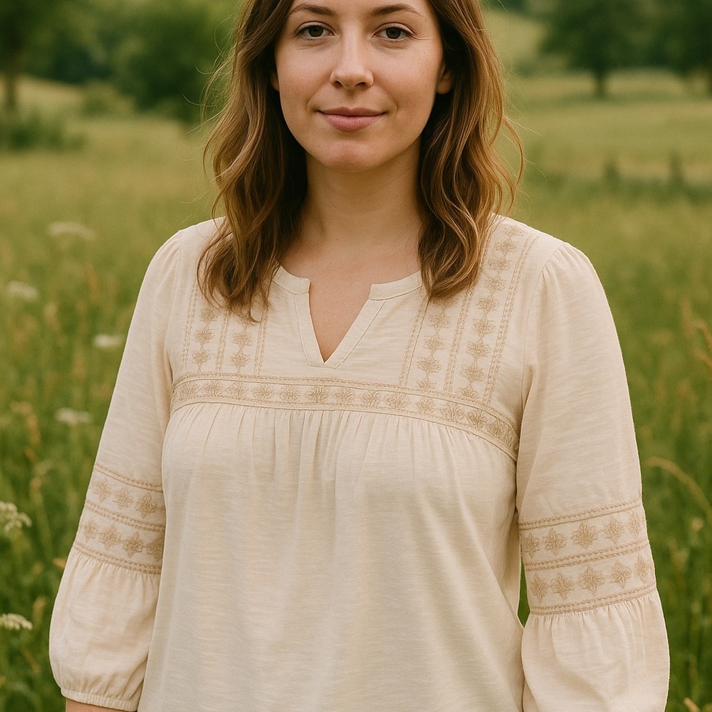 Croft & Barrow Cream Blouse - Picture 2 of 10